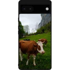 Coque Google Pixel 6a - Silicone rigide noir Fête Nationale Suisse Vaches