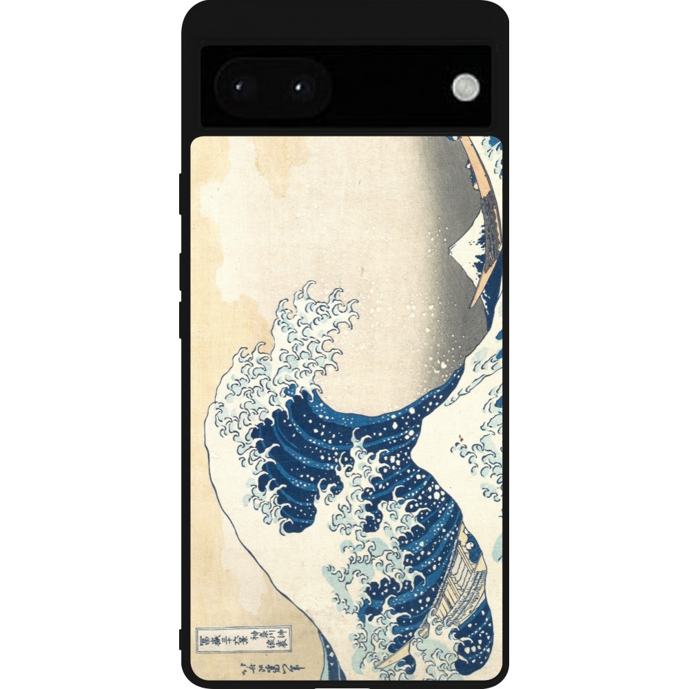 Google Pixel 6a Case Hülle - Silikon schwarz Kunstbild - Die große Welle vor Kanagawa - Hokusai