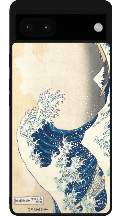 Coque Google Pixel 6a - Silicone rigide noir Tableau art - La Grande Vague de Kanagawa - Hokusai