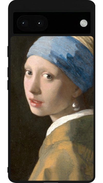 Coque Google Pixel 6a - Silicone rigide noir Tableau art - La Jeune fille à la perle - Johannes Vermeer