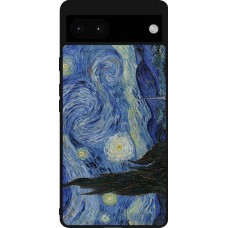 Google Pixel 6a Case Hülle - Silikon schwarz Kunstbild - Sternennacht - Van Gogh