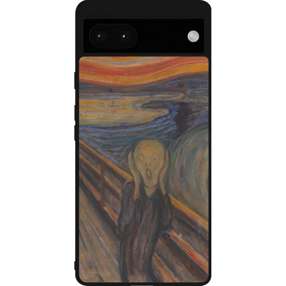 Google Pixel 6a Case Hülle - Silikon schwarz Kunstbild - Der Schrei - Edvard Munch