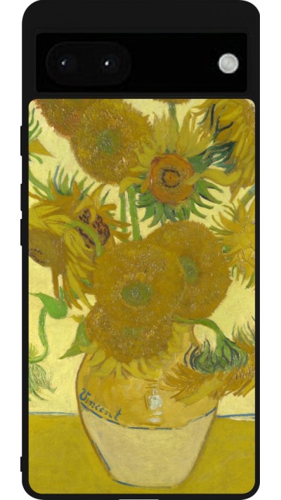 Coque Google Pixel 6a - Silicone rigide noir Tableau art - Les Tournesols - Van Gogh