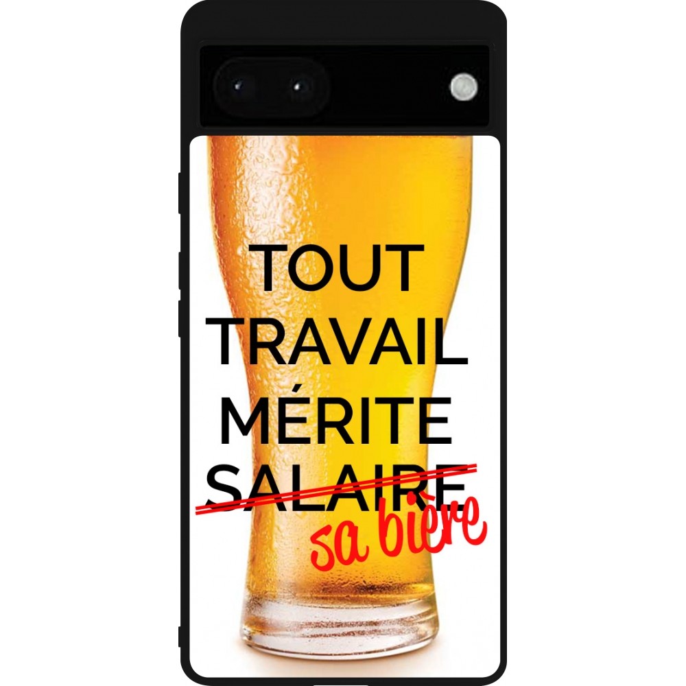 Google Pixel 6a Case Hülle - Silikon schwarz Tout travail mérite sa bière