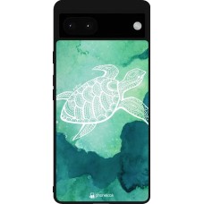 Google Pixel 6a Case Hülle - Silikon schwarz Turtle Aztec Watercolor