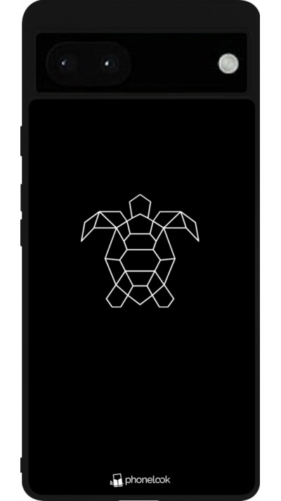 Coque Google Pixel 6a - Silicone rigide noir Turtles lines on black