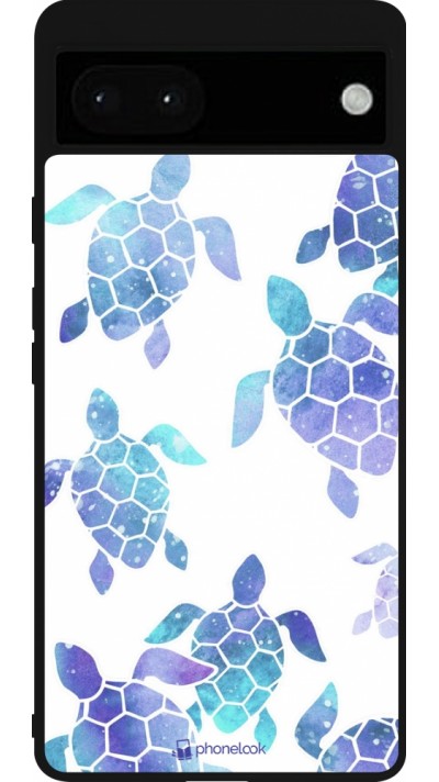 Coque Google Pixel 6a - Silicone rigide noir Turtles pattern watercolor