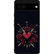 Google Pixel 6a Case Hülle - Silikon schwarz Valentine 2024 gothic love