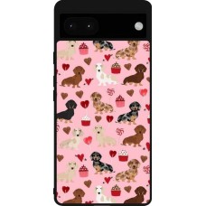 Google Pixel 6a Case Hülle - Silikon schwarz Valentine 2024 puppy love