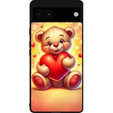Google Pixel 6a Case Hülle - Silikon schwarz Valentin 2024 Teddy Liebe