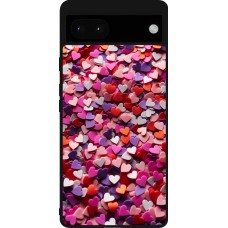 Google Pixel 6a Case Hülle - Silikon schwarz Valentin 2025 Konfetti