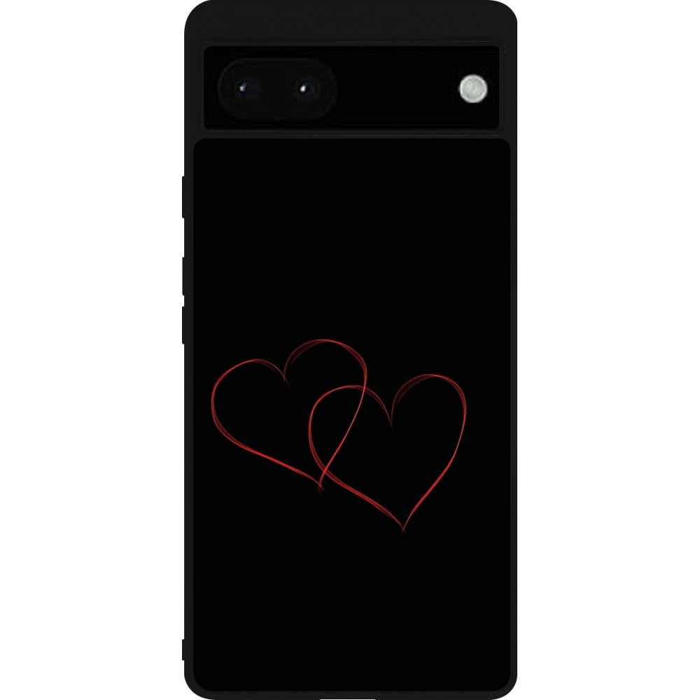 Google Pixel 6a Case Hülle - Silikon schwarz Valentine 2023 attached heart
