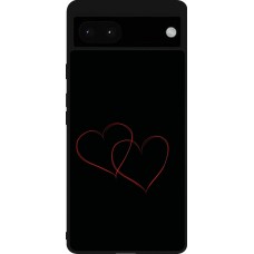 Google Pixel 6a Case Hülle - Silikon schwarz Valentine 2023 attached heart