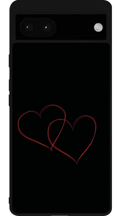 Coque Google Pixel 6a - Silicone rigide noir Valentine 2023 attached heart
