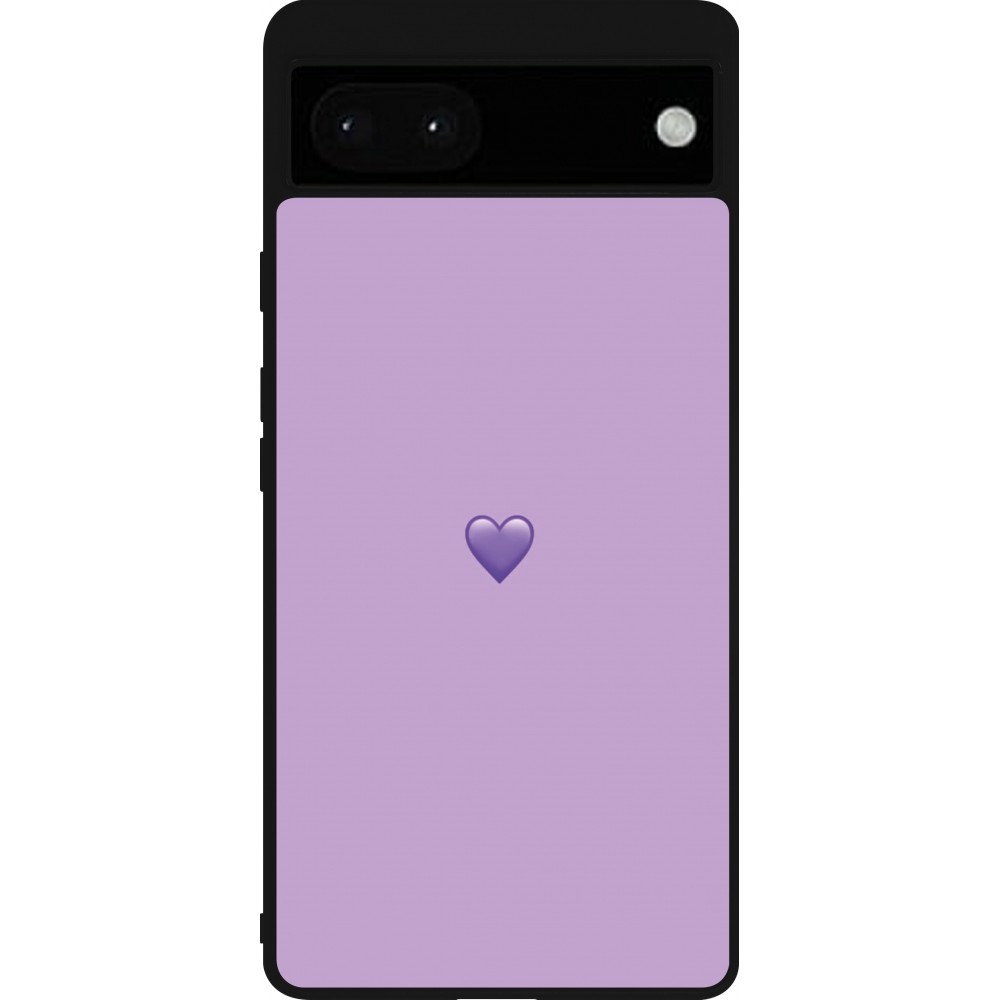 Google Pixel 6a Case Hülle - Silikon schwarz Valentine 2023 purpule single heart