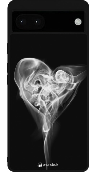 Coque Google Pixel 6a - Silicone rigide noir Valentine 2022 Black Smoke