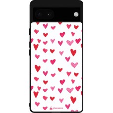 Google Pixel 6a Case Hülle - Silikon schwarz Valentine 2022 Many pink hearts