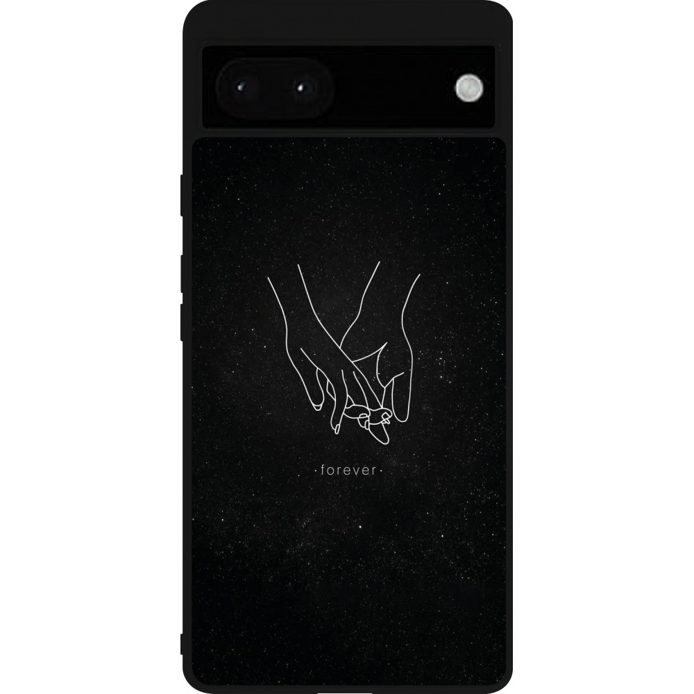 Google Pixel 6a Case Hülle - Silikon schwarz Valentine 2023 hands forever