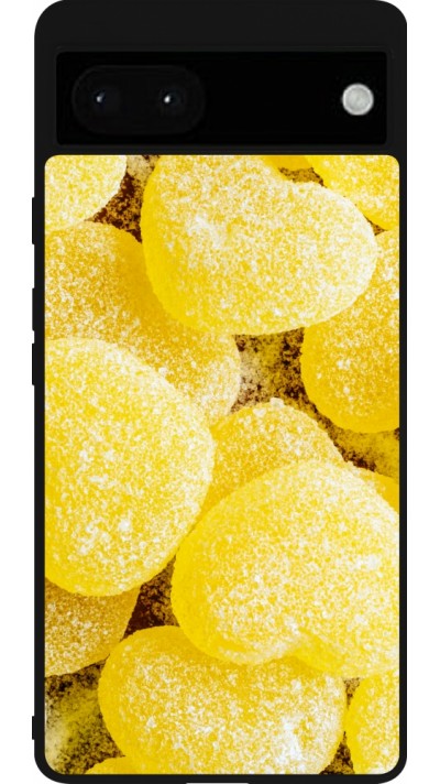 Coque Google Pixel 6a - Silicone rigide noir Valentine 2023 sweet yellow hearts