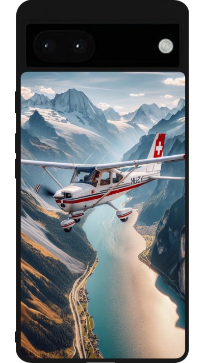 Google Pixel 6a Case Hülle - Silikon schwarz Schweizer Alpenflug