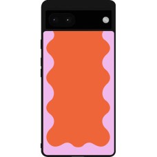 Google Pixel 6a Case Hülle - Silikon schwarz Wavy Rectangle Orange Pink