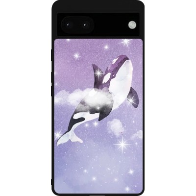 Google Pixel 6a Case Hülle - Silikon schwarz Whale in sparking stars