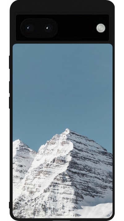 Coque Google Pixel 6a - Silicone rigide noir Winter 22 blue sky mountain