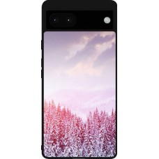 Google Pixel 6a Case Hülle - Silikon schwarz Winter 22 Pink Forest