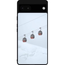 Coque Google Pixel 6a - Silicone rigide noir Winter 22 ski lift