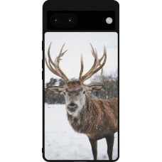 Coque Google Pixel 6a - Silicone rigide noir Winter 25 Winter reindeer