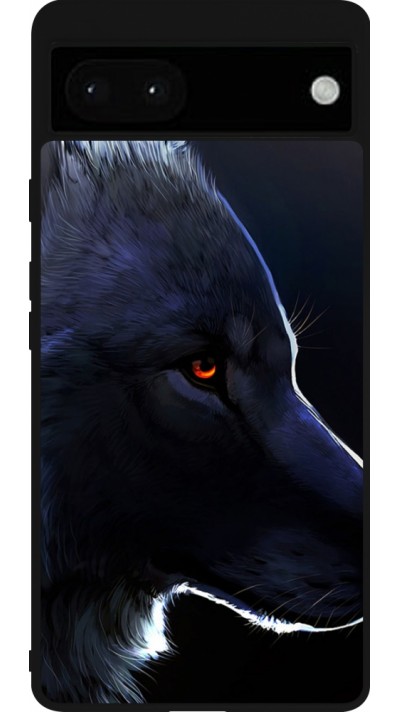Coque Google Pixel 6a - Silicone rigide noir Wolf Shape