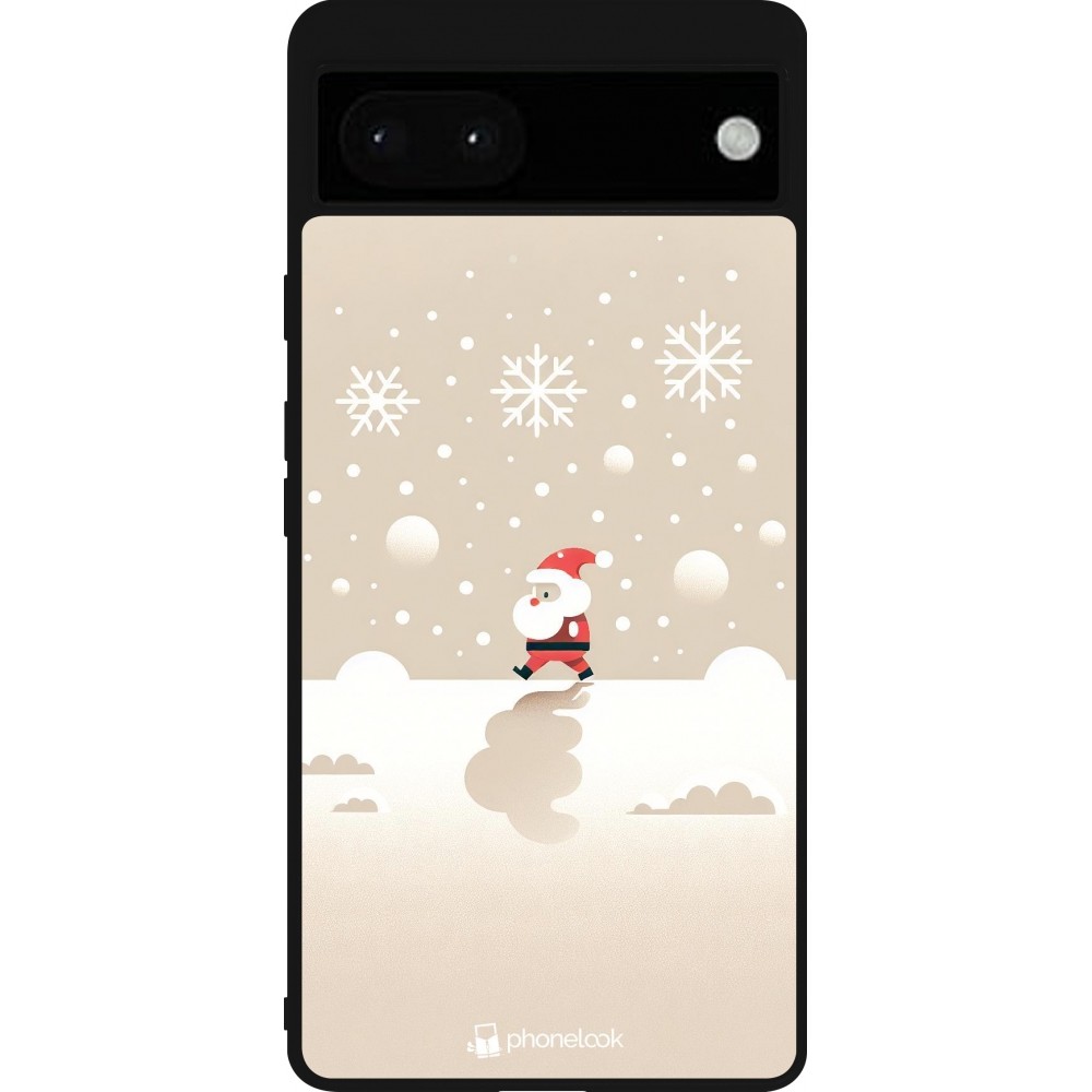 Google Pixel 6a Case Hülle - Silikon schwarz Weihnachten 2023 Minimalistischer Weihnachtsmann