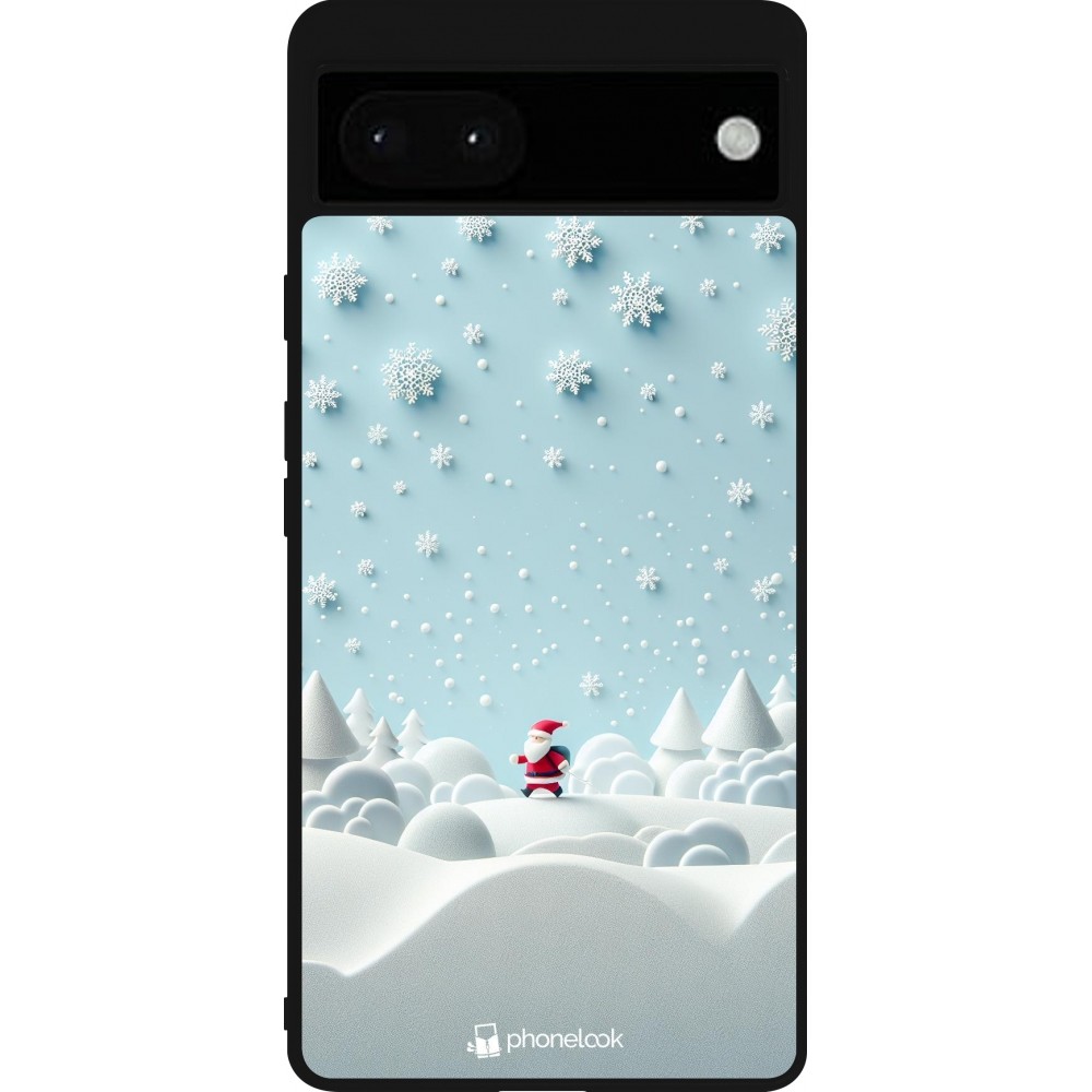 Google Pixel 6a Case Hülle - Silikon schwarz Weihnachten 2023 Kleiner Vater Schneeflocke