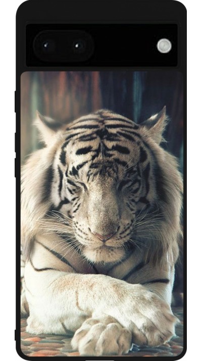 Coque Google Pixel 6a - Silicone rigide noir Zen Tiger