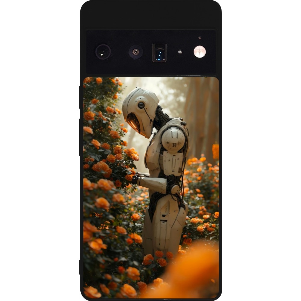 Google Pixel 6 Pro Case Hülle - Silikon schwarz Astronaut flowers 2025