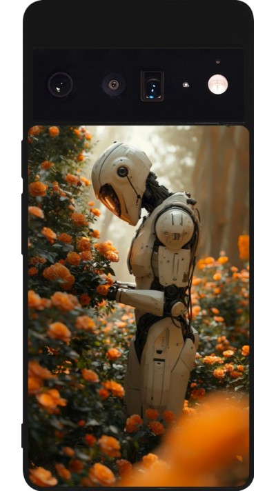 Google Pixel 6 Pro Case Hülle - Silikon schwarz Astronaut flowers 2025