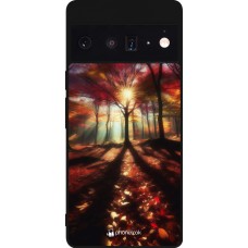 Coque Google Pixel 6 Pro - Silicone rigide noir Automne doré glare