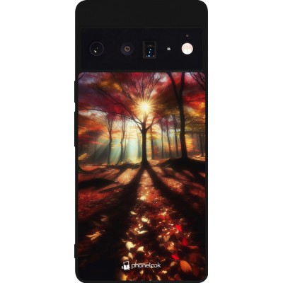Coque Google Pixel 6 Pro - Silicone rigide noir Automne doré glare