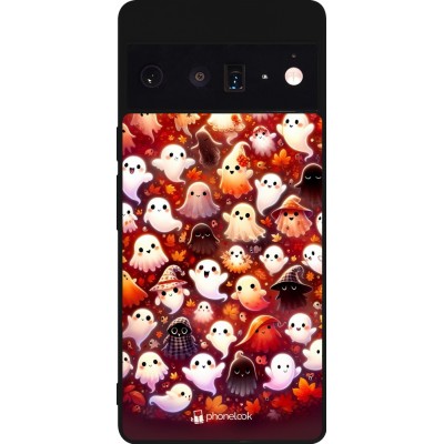 Coque Google Pixel 6 Pro - Silicone rigide noir Fantômes automne mignons