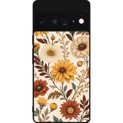 Google Pixel 6 Pro Case Hülle - Silikon schwarz Autumn 25 Flower pattern