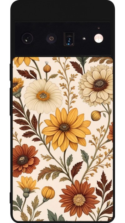 Google Pixel 6 Pro Case Hülle - Silikon schwarz Autumn 25 Flower pattern
