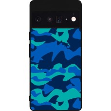 Coque Google Pixel 6 Pro - Silicone rigide noir Camo Blue