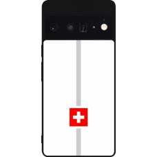 Coque Google Pixel 6 Pro - Silicone rigide noir Canton CH blanc
