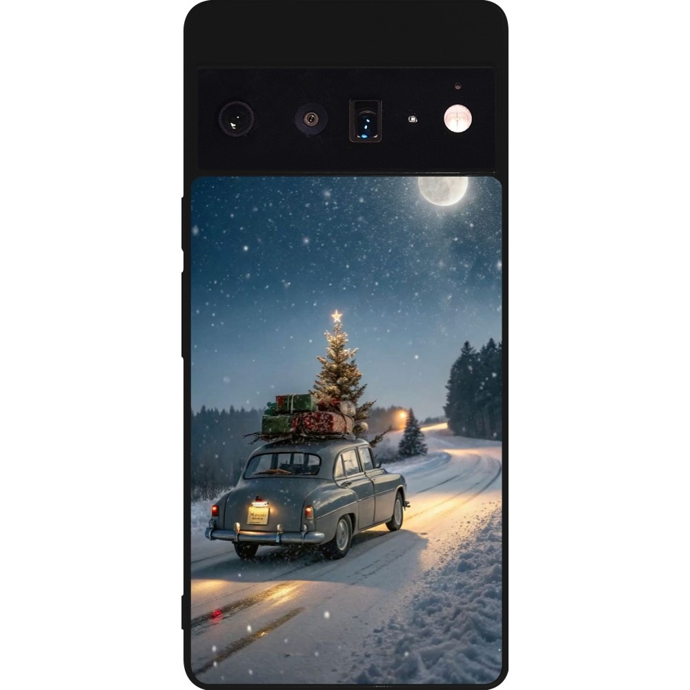 Coque Google Pixel 6 Pro - Silicone rigide noir Christmas 25 Car with Tree Xmas