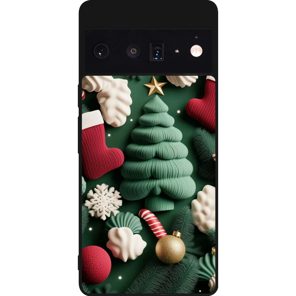 Coque Google Pixel 6 Pro - Silicone rigide noir Christmas 25 Christmas textiles