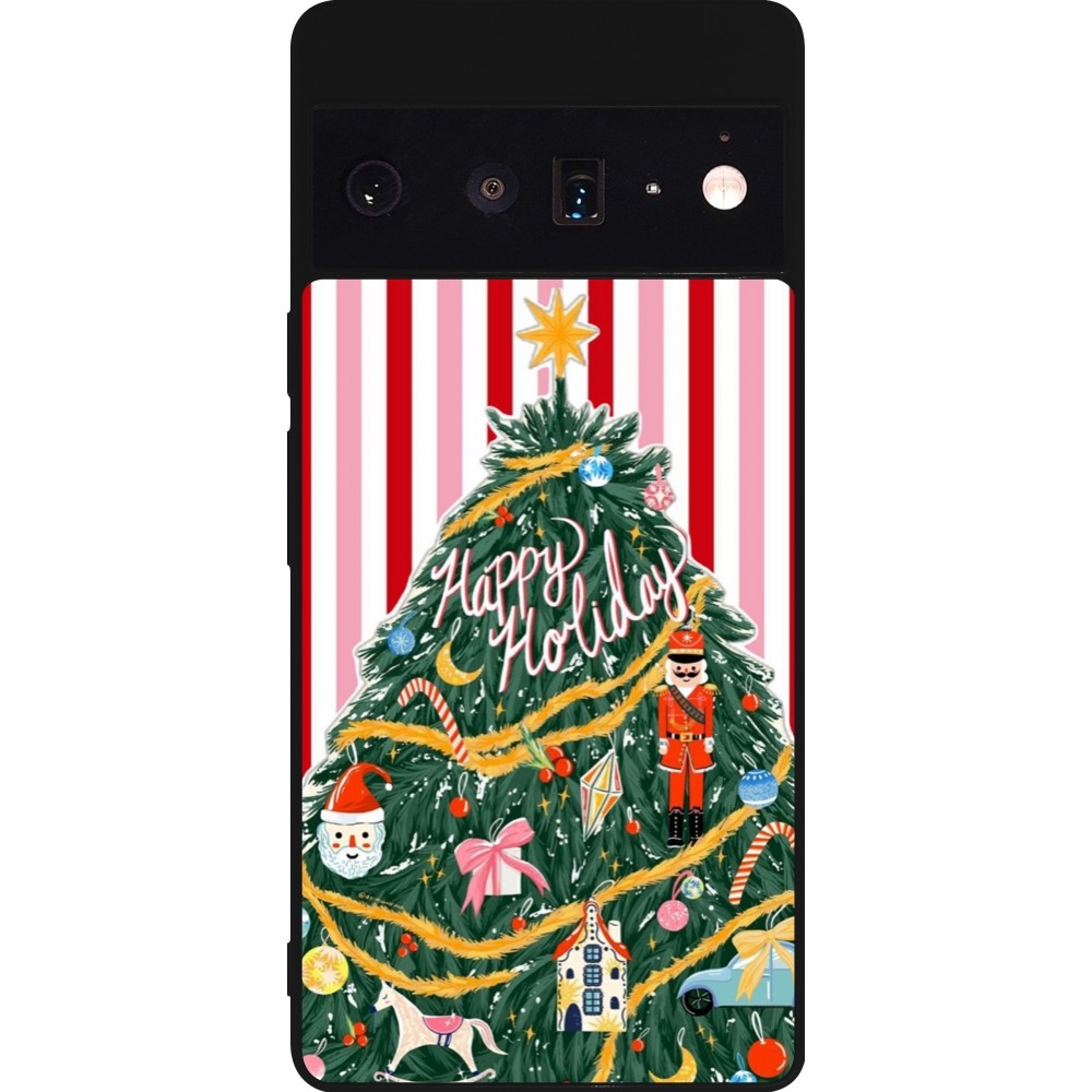 Coque Google Pixel 6 Pro - Silicone rigide noir Christmas 25 Happy Holiday