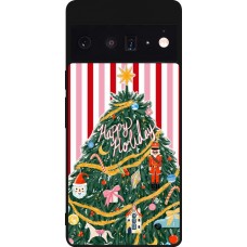 Coque Google Pixel 6 Pro - Silicone rigide noir Christmas 25 Happy Holiday