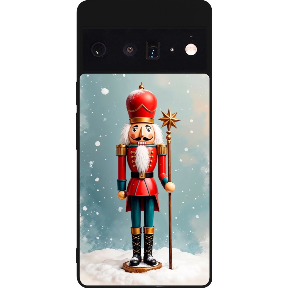 Coque Google Pixel 6 Pro - Silicone rigide noir Christmas 25 Nutcracker Snow