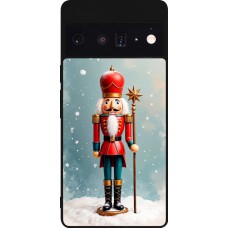 Coque Google Pixel 6 Pro - Silicone rigide noir Christmas 25 Nutcracker Snow
