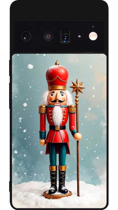 Coque Google Pixel 6 Pro - Silicone rigide noir Christmas 25 Nutcracker Snow